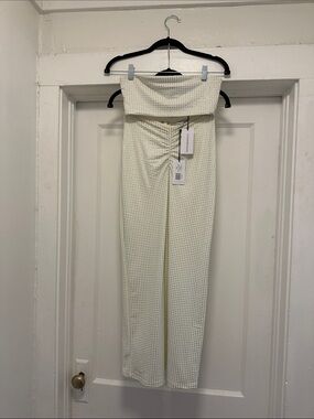 WeWoreWhat Cream/white crystal skirt and top Set